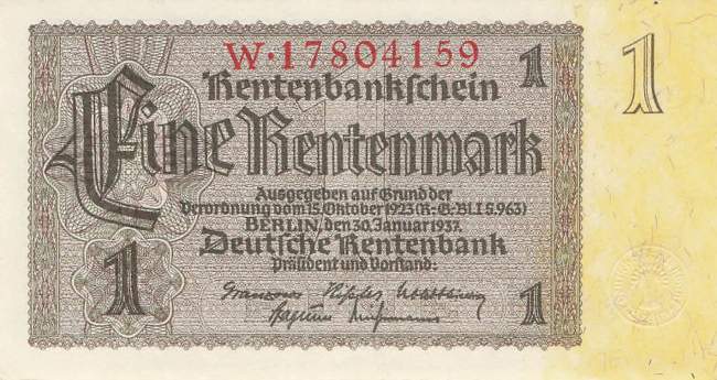 1 Rentenmark 1937 ro.166b W